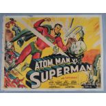 Atom Man vs Superman Rare Superman British Quad film poster for the Columbia serial picturing Kirk