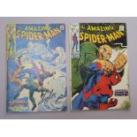Two signed Amazing Spider-man Marvel comics - #74 with art by John Romita signed "Stan Lee" to the