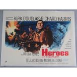 The Heroes of Telemark original linen backed British Quad film poster picturing Kirk Douglas and