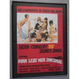 You Only Live Twice James Bond framed German film poster picturing James Bond played by Sean Connery