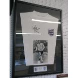 Rodney Marsh signed England football shirt with signed photo, signature in black pen on shirt and