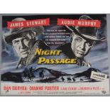 Night Passage (1957) original British Quad film poster starring James Stewart, Audie Murphy and