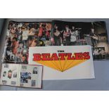 The Beatles linen backed advertising poster (17 x 35 inch) plus two commercial posters pictures John