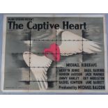 Ealing Studios "The Captive Heart" c. 1950 re-release British Quad film poster produced by Michael