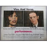 Performance original UK quad folded film poster starring Mick Jagger and Anita Pallenberg directed