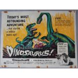 Dinosaurus! Original British Quad film poster featuring colourful dinosaur artwork printed by T.