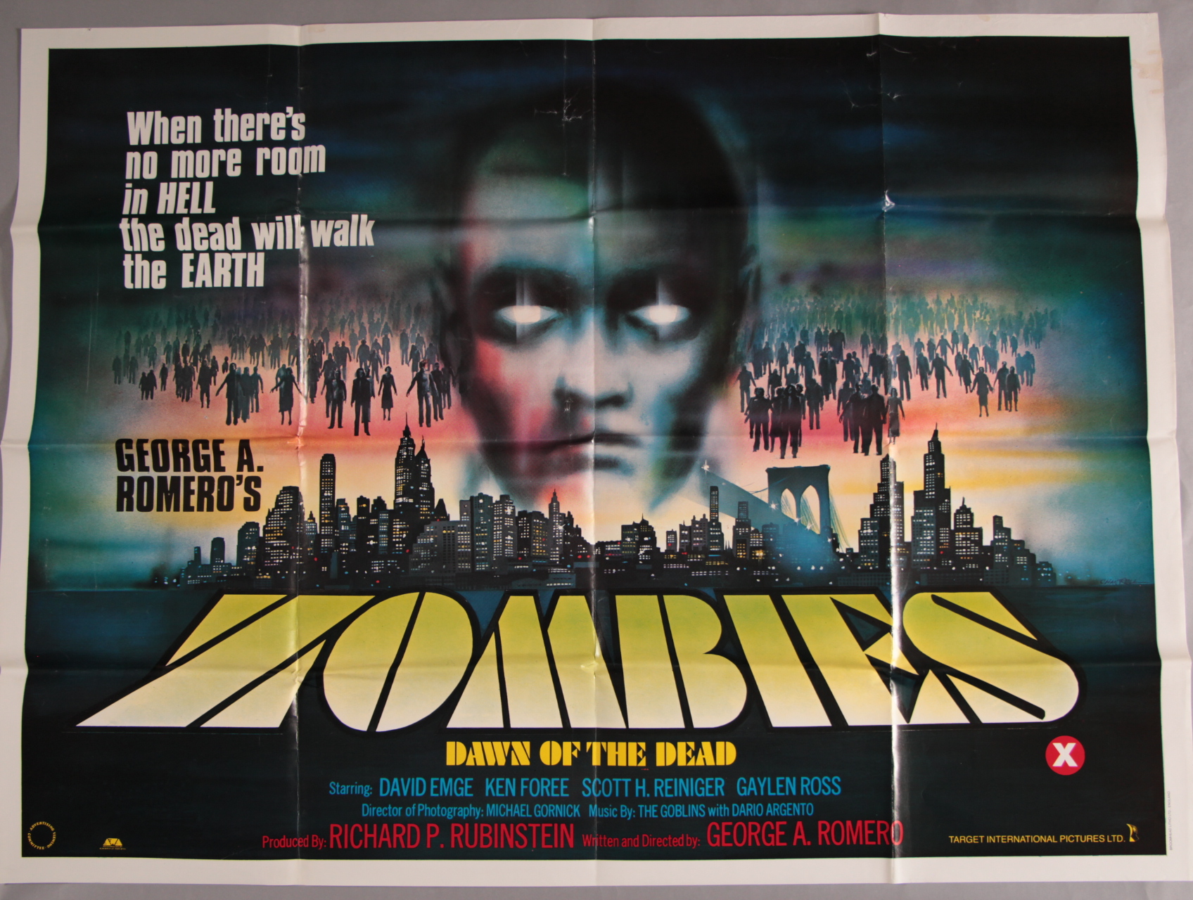 Zombies Dawn of the Dead original first release George Romero directed zombie horror British quad