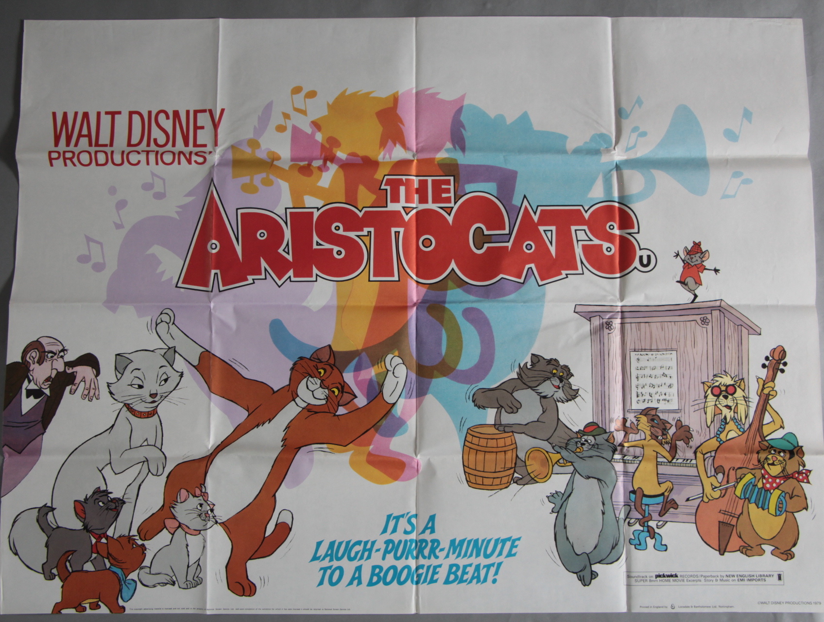 Seven British Quads including Walt Disney's Aristocats (1979 cinema re-release), Sleeping Beauty (