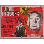 Alfred Hitchcock's "Rope" 1950's early re-release British Quad film poster starring James Stewart