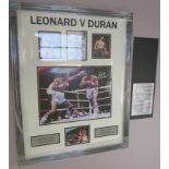 Boxing Leonard V Duran Sugar Ray Leonard and Robert Duran "Hands of Stone" both signed this framed