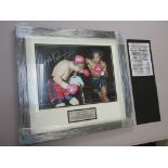 Boxer Nigel Benn "Dark Destroyer" signed photo framed with Certificate of authenticity. WBO
