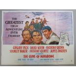 The Guns of Navarone UK quad film poster starring Gregory Peck, David Niven, Anthony Quinn,