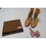 The Rolling Stones Charlie Watts Pale Tan Leather Lace-up boots, Bow Tie, Scarf,  circa 1960/70's