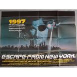 Escape from New York 1981 original British Quad film poster starring Kurt Russell as Snake, Lee