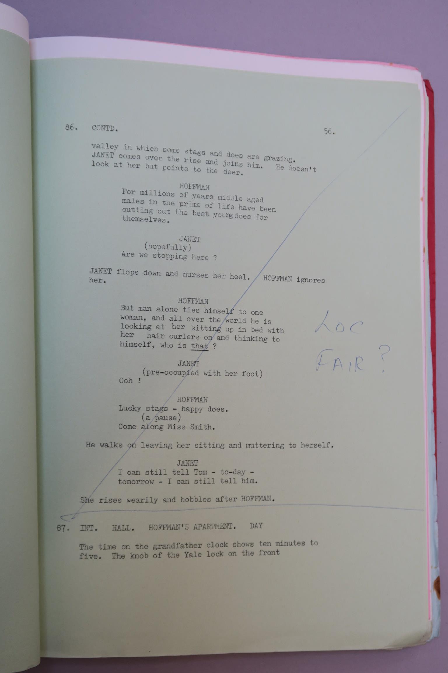 Hoffman final screenplay dated September 1969 by Ernest Gebler directed by Alvin Rakoff Longstone - Image 4 of 5