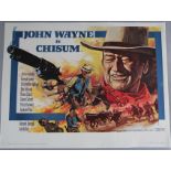 Chisum 1971 original linen backed British Quad film poster picturing John Wayne painted by Tom
