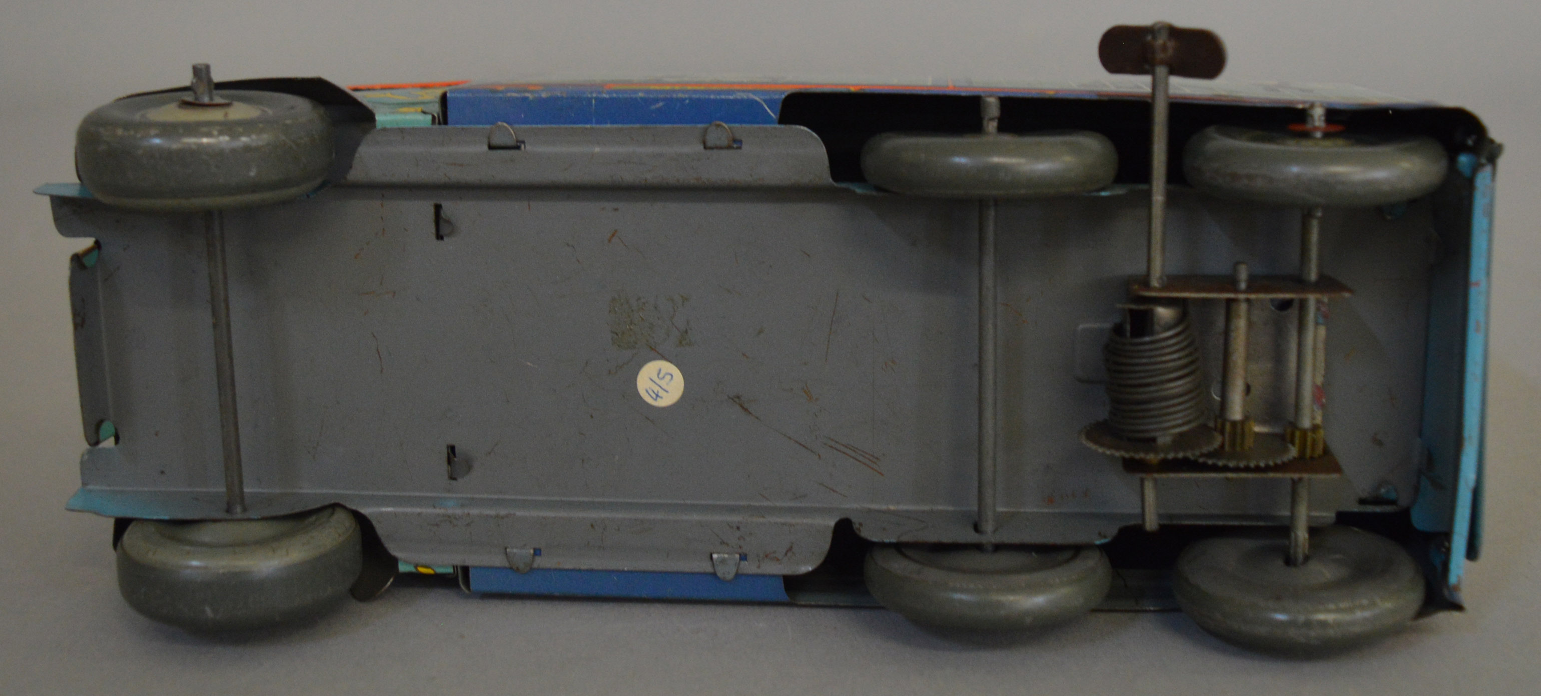 An unboxed and attractively lithographed  Mettoy tinplate 'Bingo's Circus'  six wheel Van with - Image 5 of 5