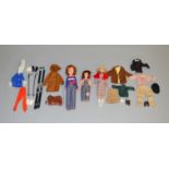 3 unboxed vintage clothed dolls, Sindy, Patch and Lady Penelope together with a small quantity of