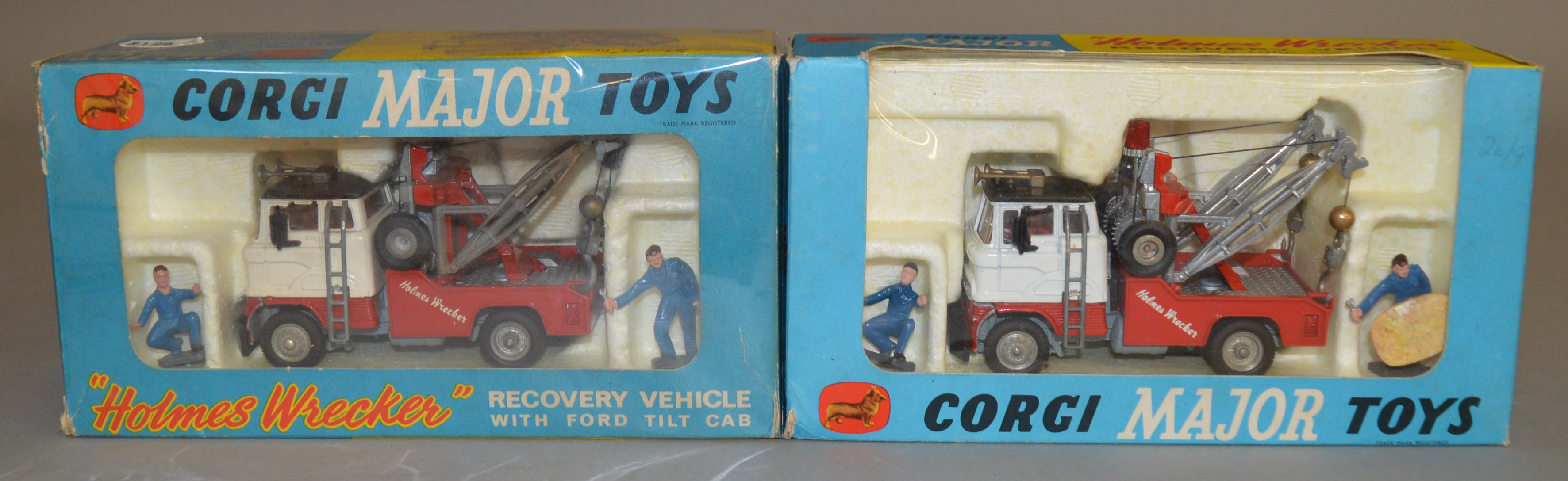 2 Corgi Toys 1142 'Holmes Wrecker' Recovery Vehicles with Ford Tilt Cab, both models appear G/VG