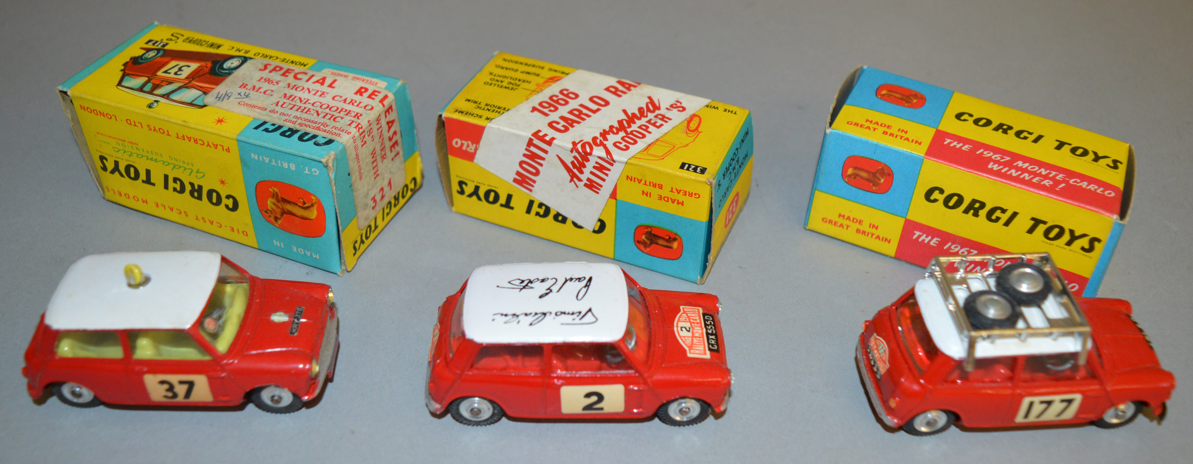 3 Corgi Toys BMC Mini Cooper 'S' diecast Rally Car models including 321 1965 Monte Carlo Rally RN ' - Image 2 of 2