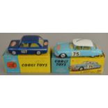 2 Corgi Toys, 323 Citroen D.S.19 in Monte Carlo trim and 328 Hillman Imp Monte Carlo 1966, the