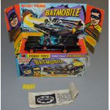 A Corgi Toys 267 Batmobile - version with red 'Bat' hubs and flame effect exhaust, VG in generally
