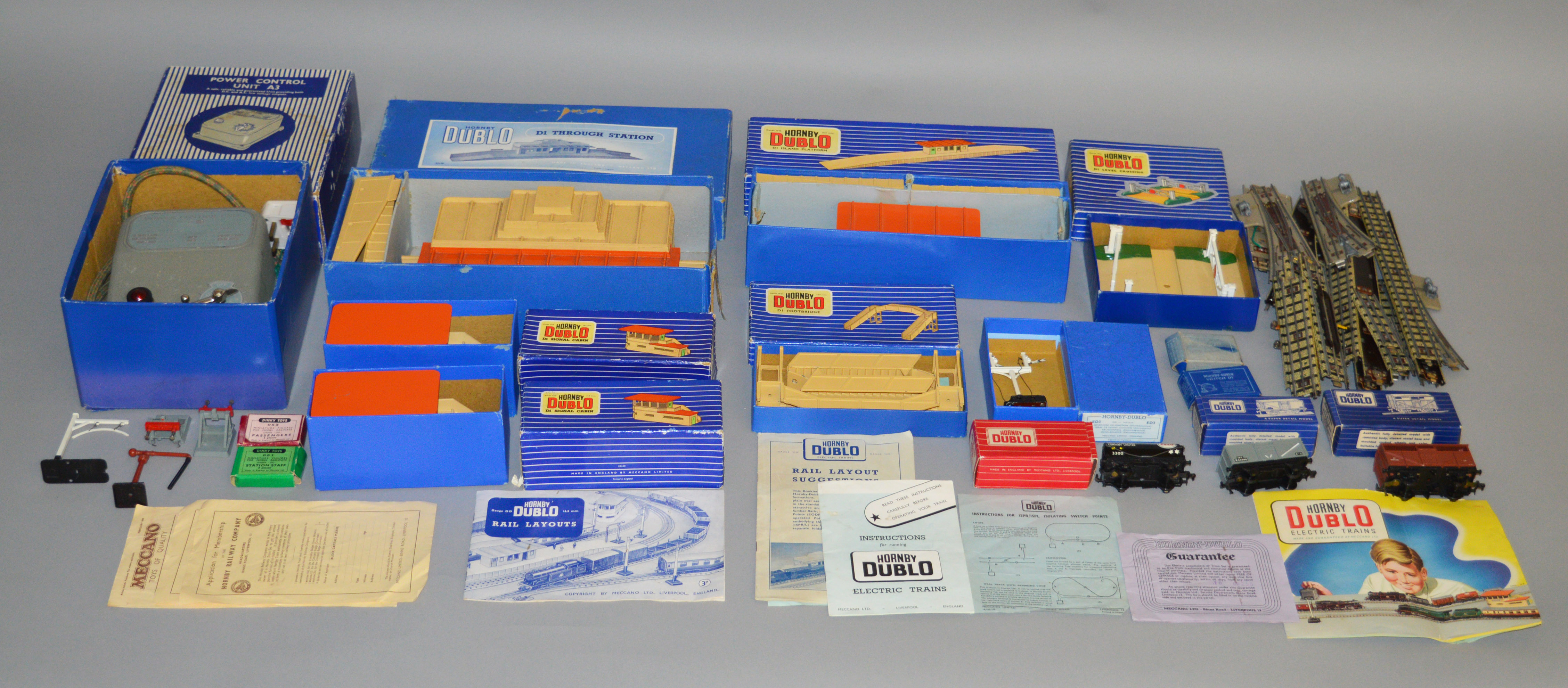 OO Gauge. A quantity of Hornby Dublo Accessories and Rolling Stock, mostly boxed,  including 2 x