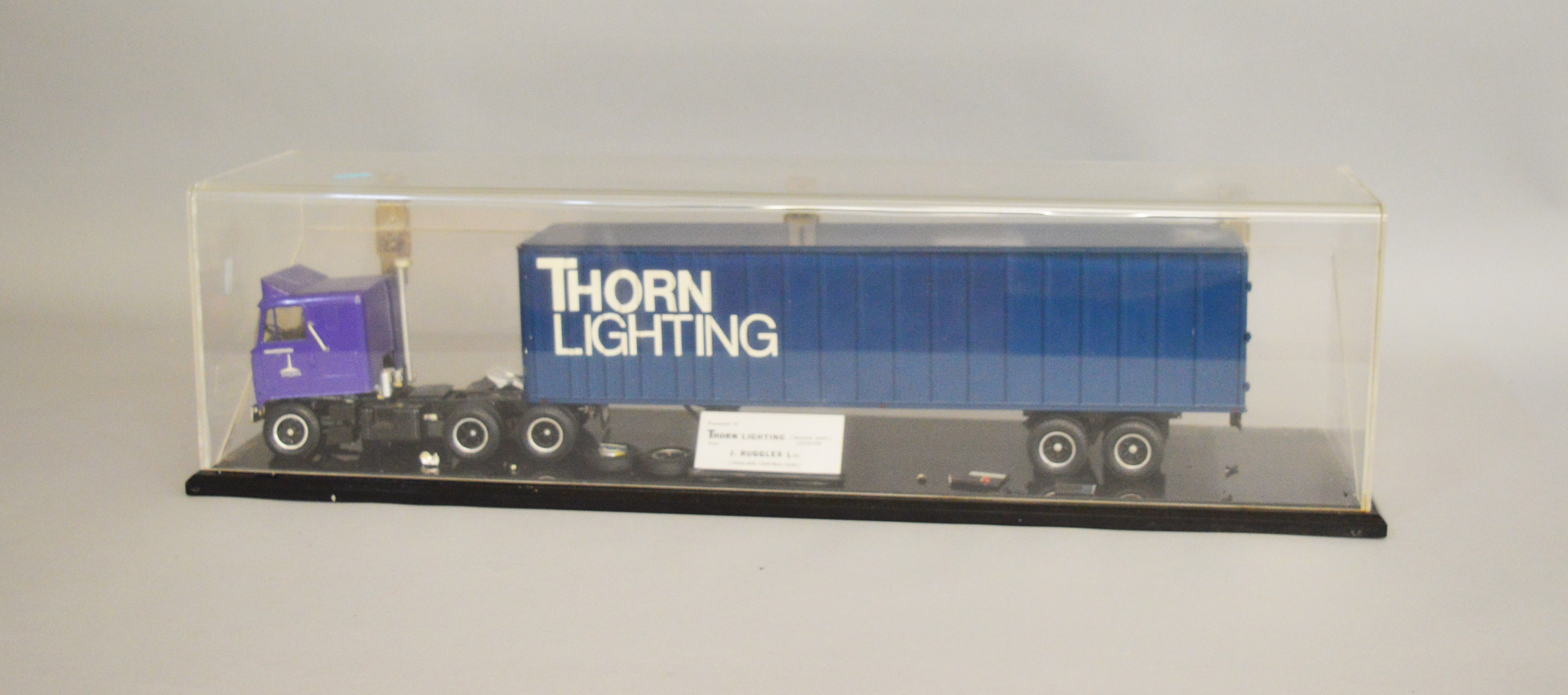 A large plastic model of a Bedford Titan 90 Articulated Delivery Truck in 'Thorn Lighting' livery