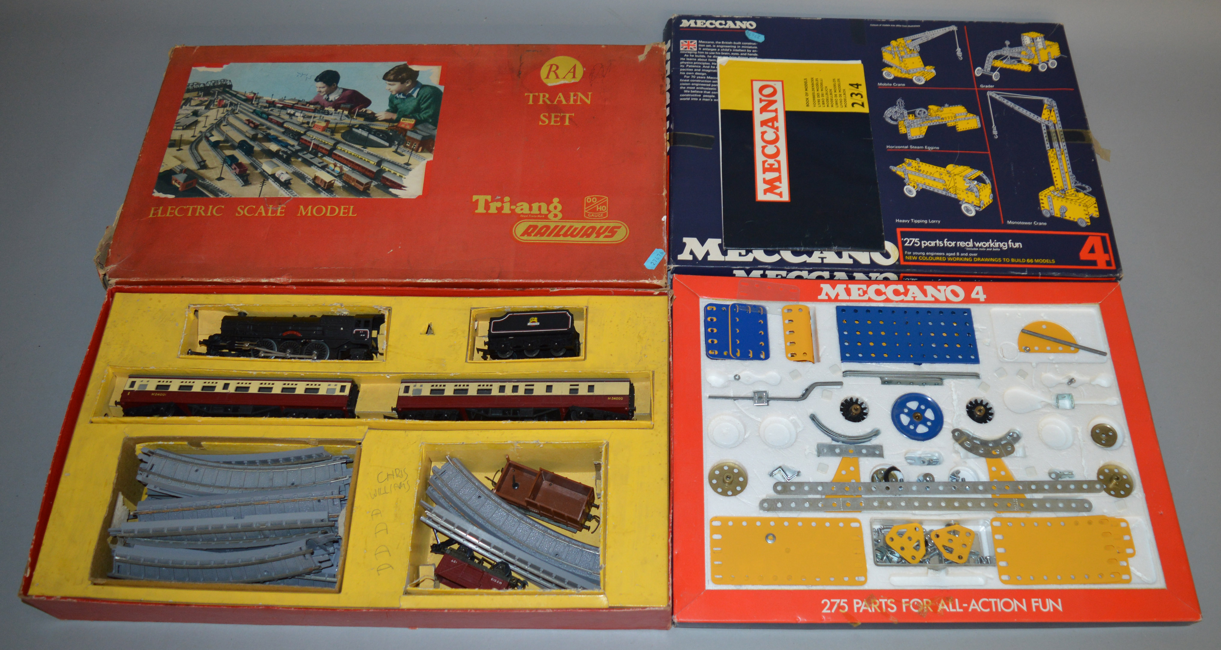 A boxed later issue Meccano Set No.4,including instruction booklet however appears  incomplete