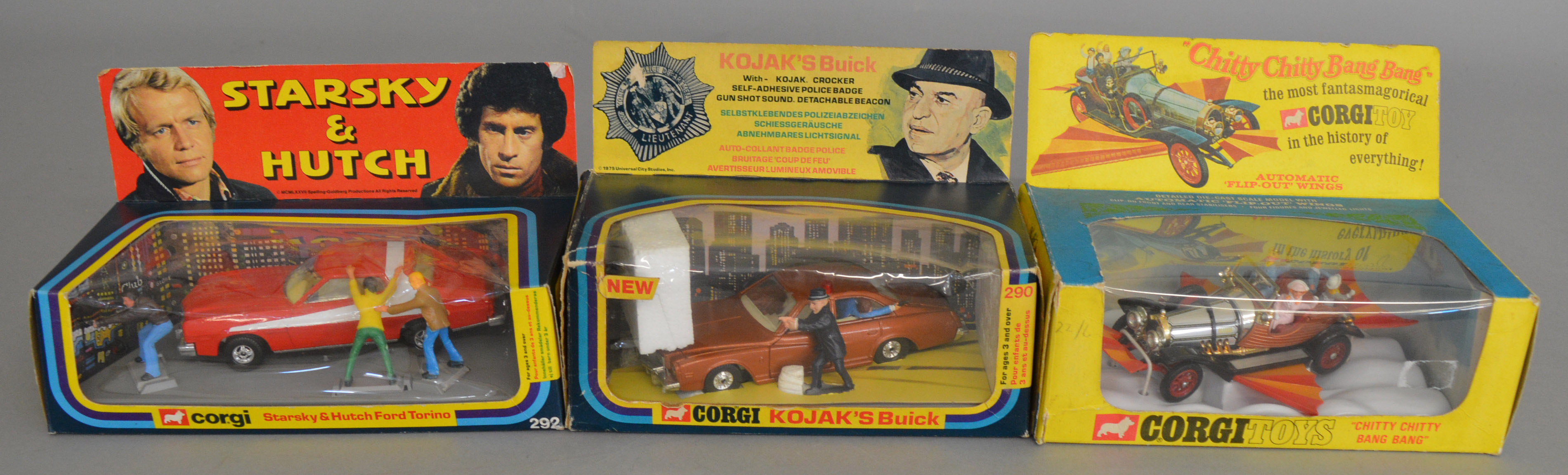 3 Corgi Toys Film and TV related diecast models, 290 Kojak's Buick (missing Police badge), 292