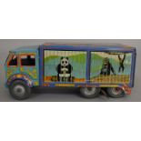An unboxed and attractively lithographed  Mettoy tinplate 'Bingo's Circus'  six wheel Van with