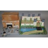A mixed group of vintage toys including a 'Binbak Models' wooden Fort  in original plain shipping