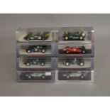 8 boxed Spark diecast models of 1950's/1960's Racing Cars in clear plastic cases all of which retain