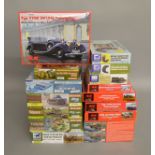 16 boxed Military themed model kits by Dragon, Lindberg and others, including Tanks and Military