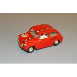 An unboxed rare Scalextric Spanish Fiat TC-600 slot car in red.