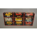 9 boxed slot car rally models by Scalextric, which includes; Ferrari GTO #C.391, STP Escort XR3i #