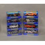 8 boxed Scalextric slot cars, which includes; #C2882 Stillen Ford GT, #C3364 Lotus F1 Team 2013