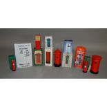 A curved enamel Pillar Box Collection Times plate together with 11 pillar box and telephone kiosk