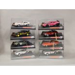 8 boxed Ninco slot cars, which includes; #50600 Ford Sierra Cosworth, #50585 AC Cobra BP etc (8)