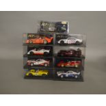 9 boxed FLY Car Model Slot Cars in 1:32 scale including Lancia 037 Rally Costa Brava 1984, Porsche