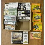 21 Military related Model Kits by various brands; Attlantic, Master Box LTD, Trumpeter etc unchecked