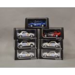 7 boxed HPI Racing slot cars, which includes; #8533 Zexel Skyline etc (7)