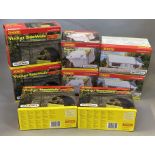 OO Gauge. 8 boxed Hornby Skaledale Accessories including 2 x R9643 Derelict Cottage No. 1 and