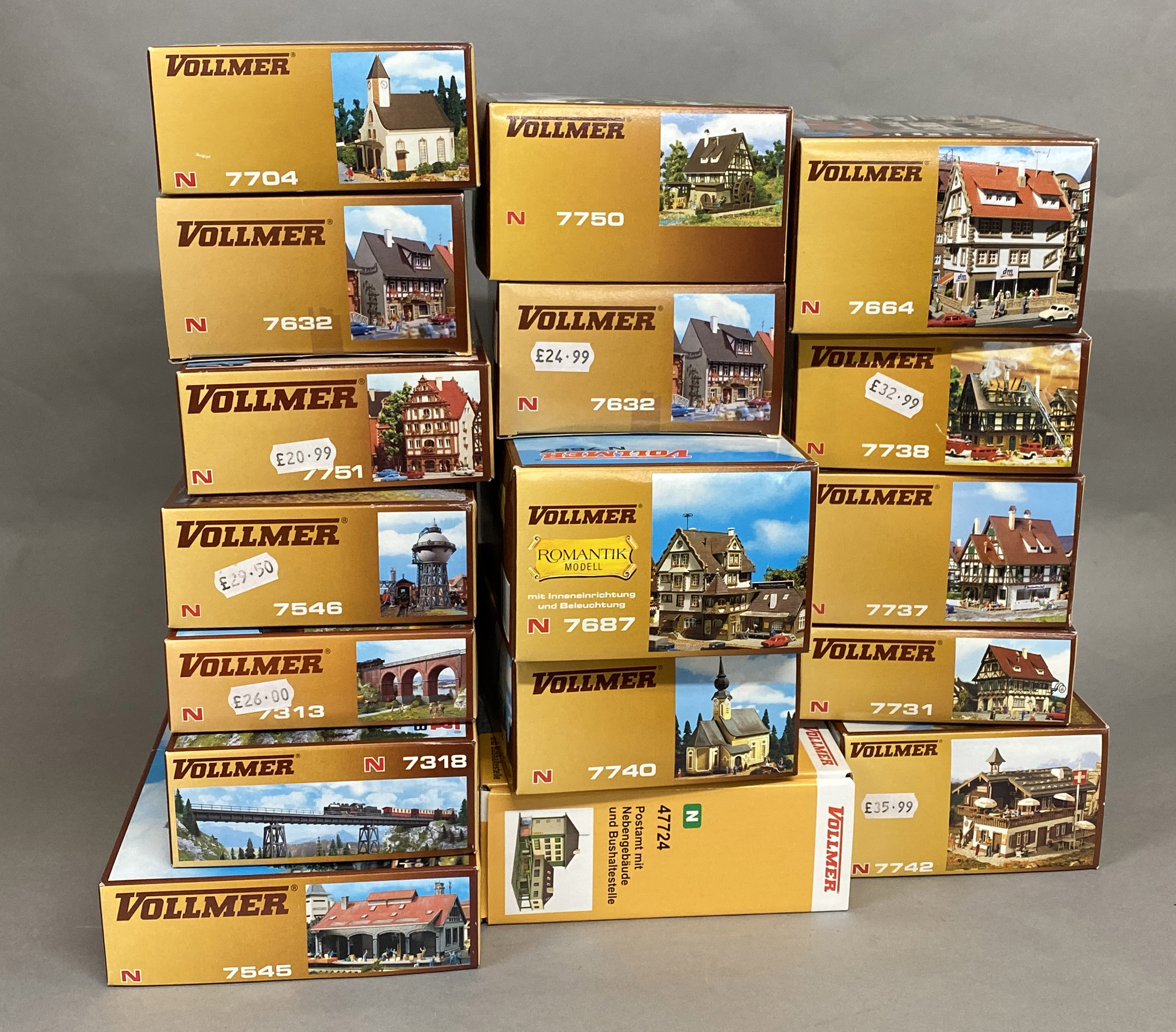 Ex-Shop Stock N gauge x17 kits by Vollmer which includes; #7740, #7731, # 7737 etc (17)