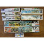 9 Aviation related Model Kits by Hasegawa, Monogram etc unchecked for completeness (9).