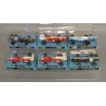 6 boxed 1970's Scalextric slot cars including 2 x C050 JPS Formula 2 x C025 Ferrari 312, C026