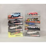 8 boxed Ninco slot cars, which includes; #50489 Hummer H2 Gulf, #50611 Jaguar E-Type Roadster etc (