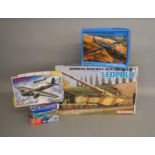 A boxed Dragon 1:35 scale German Railway Gun 28cm K5(E) kit together with five boxed plastic model