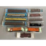 N Gauge rolling stock, by Atlas models x 10 Models are generally G; boxes F-G together with a Trix c