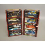 8 boxed Scalextric slot cars, which includes; #C.455 Cosworth Texaco, C.321 Fiesta XR2i etc (8)